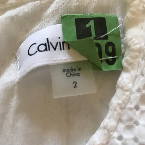 Calvin Klein A line sleeveless Flared white dress - Picture 8 of 8